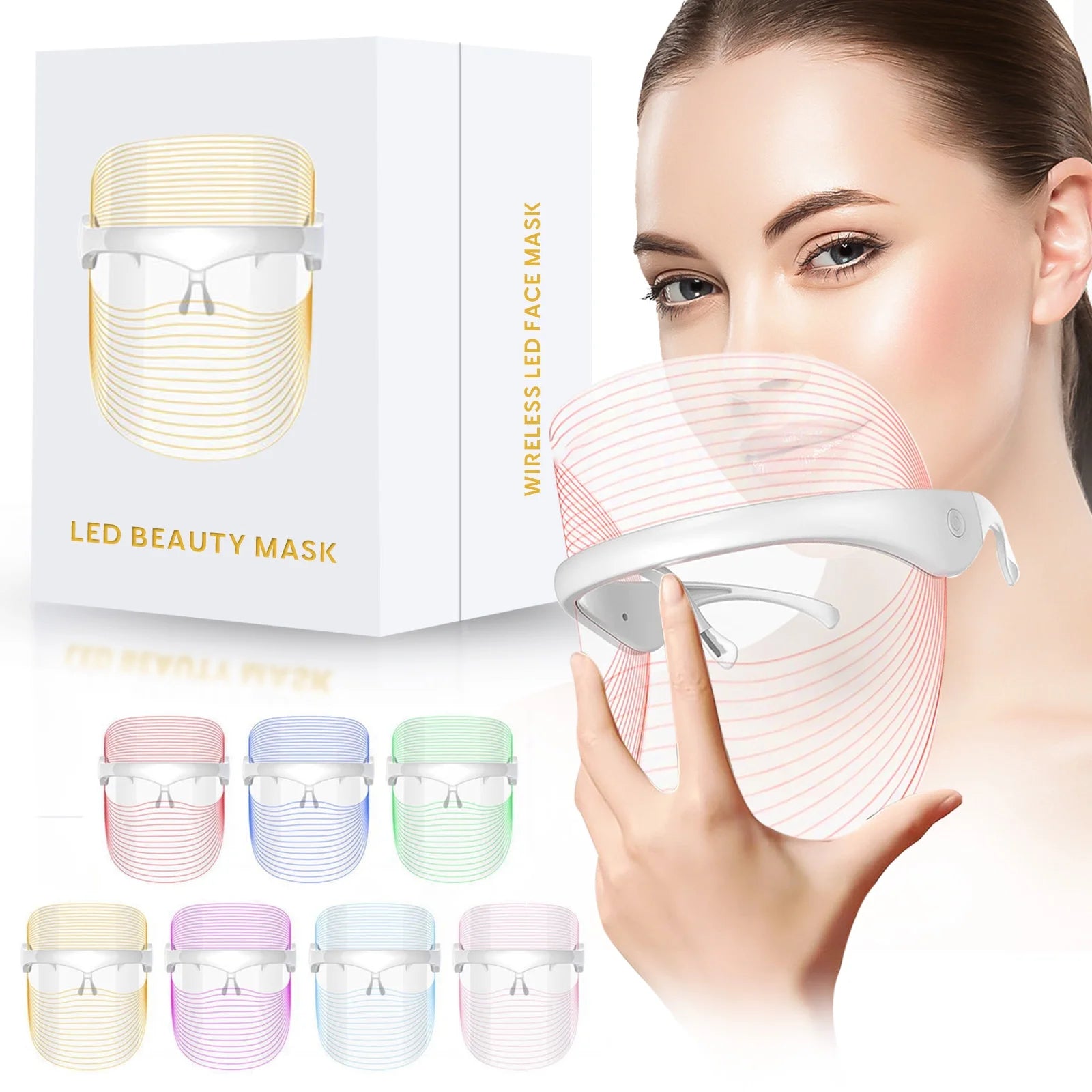 LED Face Mask Light Therapy, 7 Colors Light Therapy Mask for Skin Care at Home