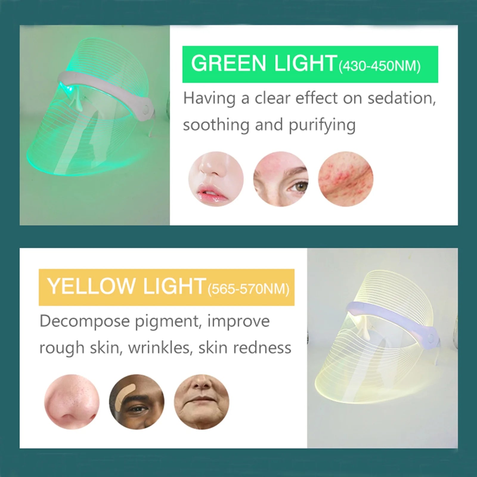 LED Face Mask Light Therapy, 7 Colors Light Therapy Mask for Skin Care at Home
