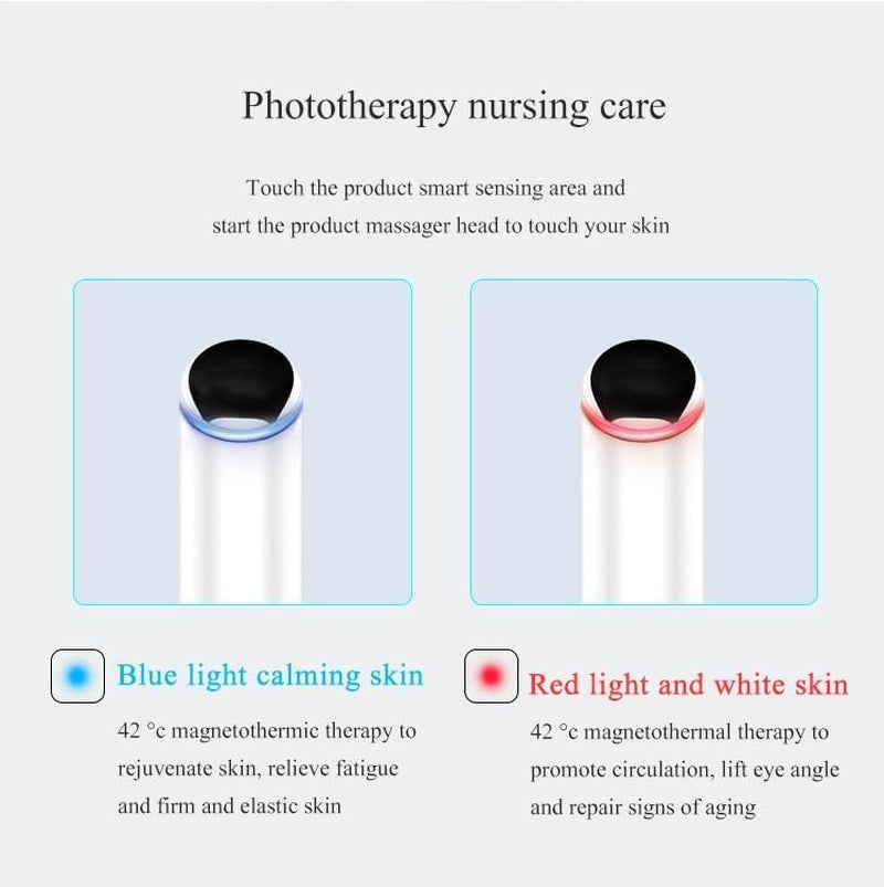 Electric Eye Massager Wand, Rechargeable Facial Massager, Facial Vibrating Treatment, LED Light Treatment, for Dark Circles, Eye Bags, Puffiness under Eyes(Pink)