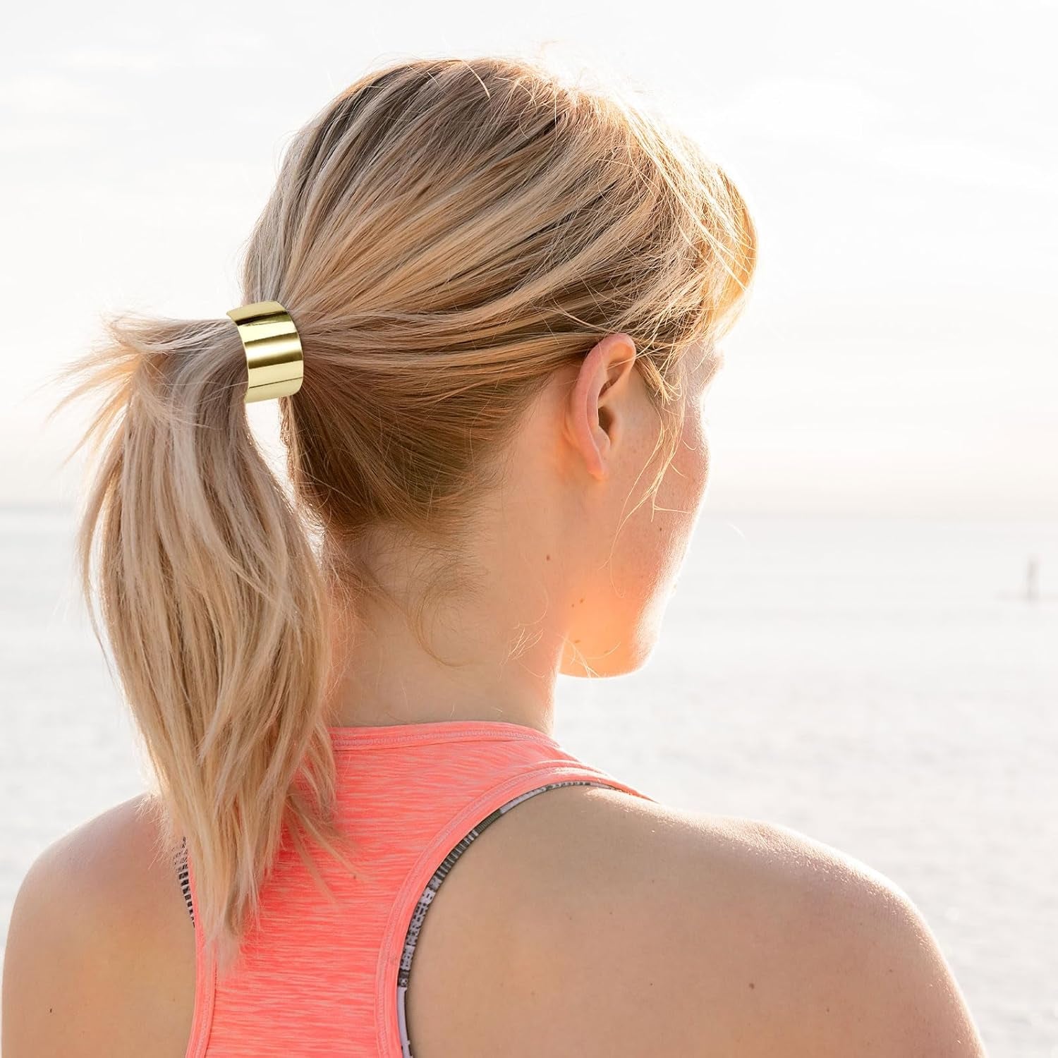 4Pcs Metal Hair Tie Ponytail Hair Cuff, Metal Hair Ties Gold Ellipse Elastic Hair Bands Retro Temperament Headband Hair Accessories for Women