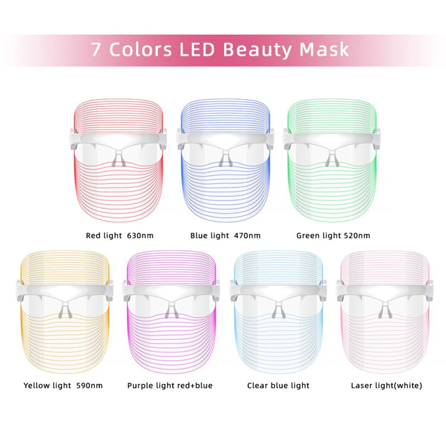 LED Face Mask Light Therapy, 7 Colors Light Therapy Mask for Skin Care at Home