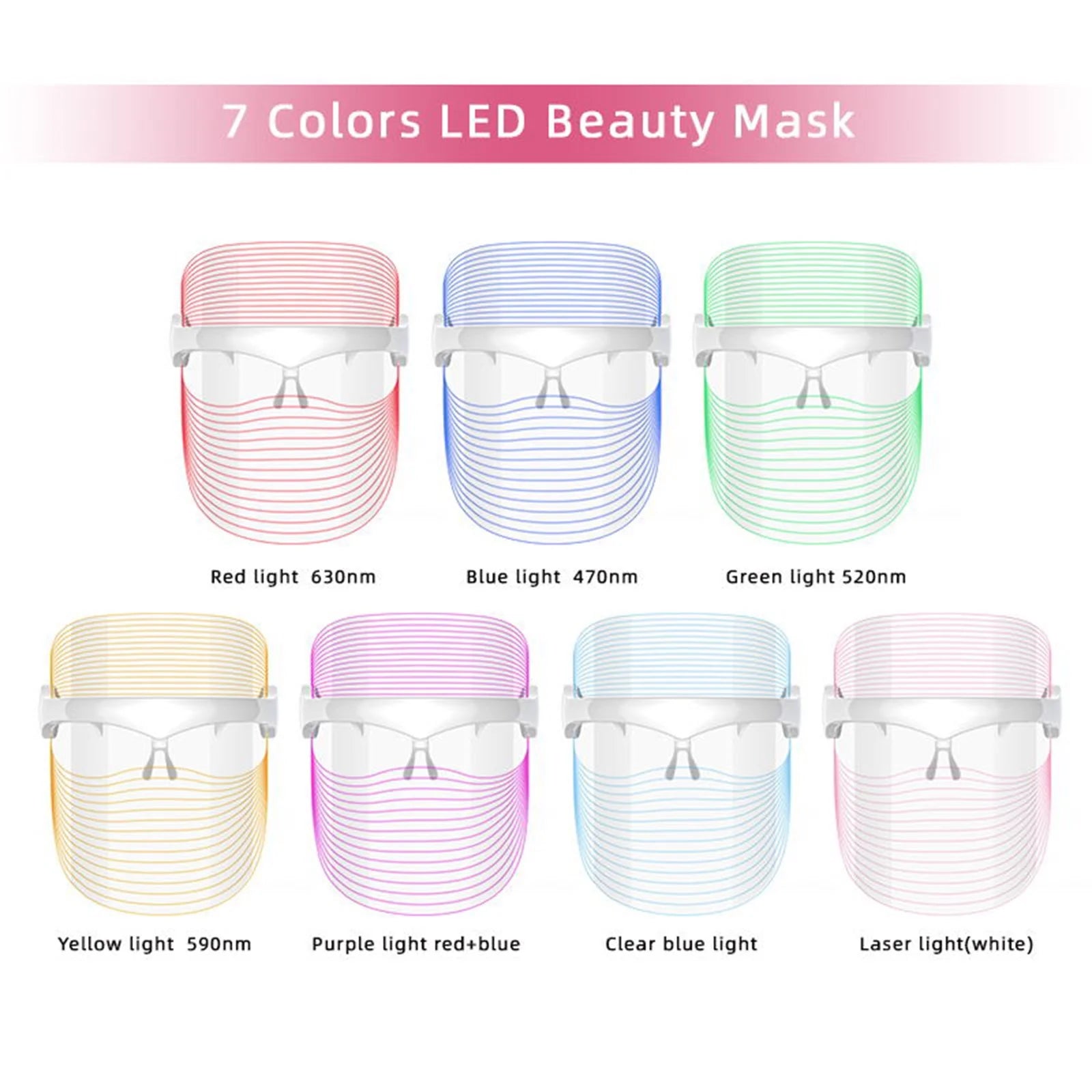 LED Face Mask Light Therapy, 7 Colors Light Therapy Mask for Skin Care at Home