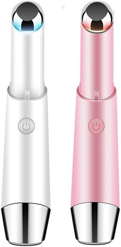 Electric Eye Massager Wand, Rechargeable Facial Massager, Facial Vibrating Treatment, LED Light Treatment, for Dark Circles, Eye Bags, Puffiness under Eyes(Pink)