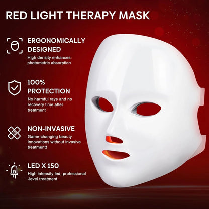 Led Face Mask Light Therapy,  Red Light Therapy for Face, 7 Colors LED Facial Skin Care Mask for Women Skin Care at Home